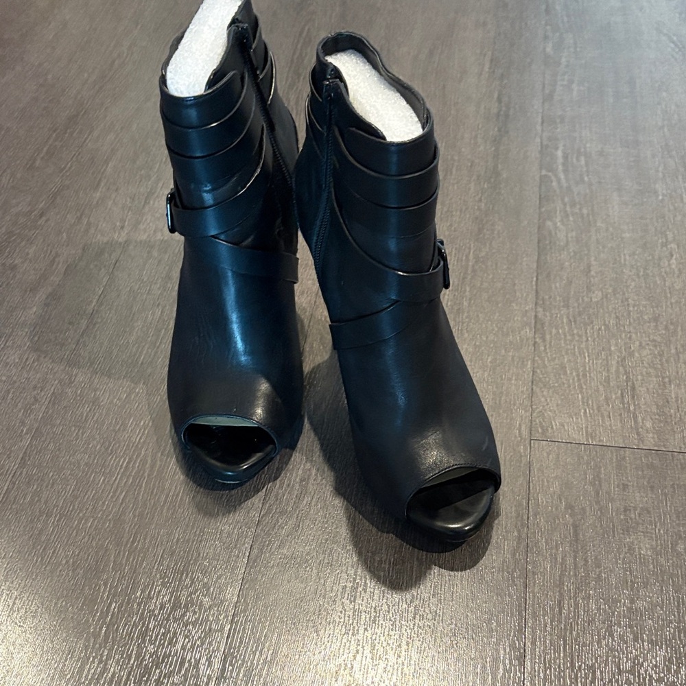Gianni Bini Black Peep-Toe Ankle Booties